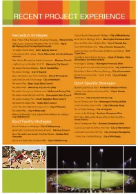 RELEVANT PROJECT EXPERIENCE Recreation Strategies, Sports