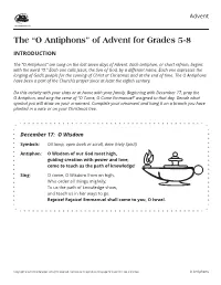 The “O Antiphons” of Advent for Grades 5-8