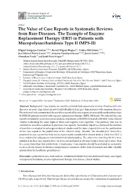 The Value of Case Reports in Systematic Reviews from Rare Diseases