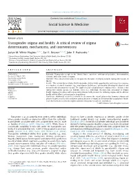 Transgender Stigma and Health: a Critical Review of Stigma Determinants, Mechanisms, and Interventions