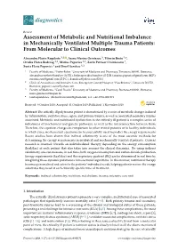 Assessment of Metabolic and Nutritional Imbalance in Mechanically Ventilated Multiple Trauma Patients: from Molecular to Clinical Outcomes