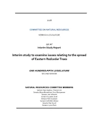 Interim Study to Examine Issues Relating to the Spread of Eastern Redcedar Trees