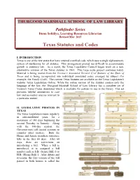 Texas Statutes and Codes Pathfinder