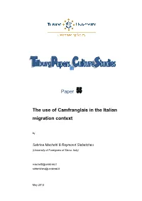The Use of Camfranglais in the Italian Migration Context