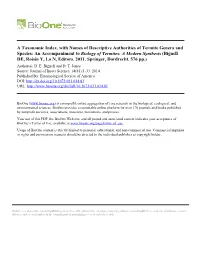 A Taxonomic Index, with Names of Descriptive Authorities of Termite Genera and Species: an Accompaniment to Biology of Termites
