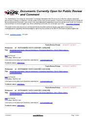 Documents Currently Open for Public Review and Comment