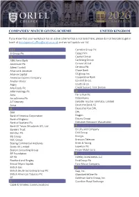 Matched Giving Company List