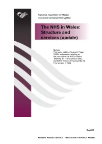The NHS in Wales: Structure and Services (Update)