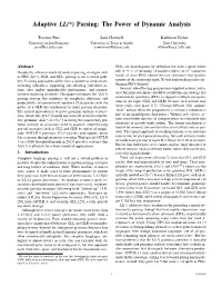 Adaptive LL(*) Parsing: the Power of Dynamic Analysis