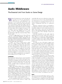 Audio Middleware the Essential Link from Studio to Game Design