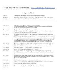 Fall 2009 Schedule of Courses