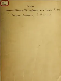 Marsilio Ficino, Philosopher, and Head of the Platonic Academy of Florence