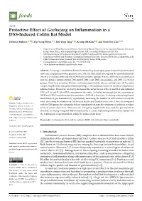 Protective Effect of Gochujang on Inflammation in a DSS-Induced Colitis Rat Model
