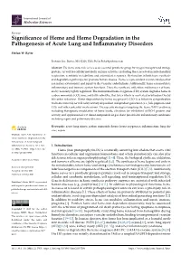 Significance of Heme and Heme Degradation in the Pathogenesis Of