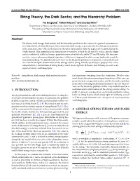 String Theory, the Dark Sector, and the Hierarchy Problem