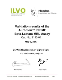 Validation Results of the Auroflow™ PRIME Beta-Lactam MRL Assay Cat