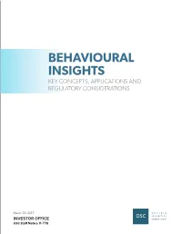 Behavioural Insights Key Concepts, Applications and Regulatory Considerations