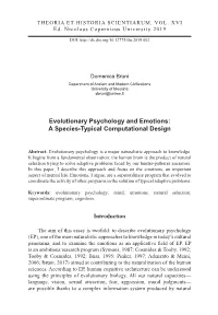 Evolutionary Psychology and Emotions: a Species-Typical Computational Design