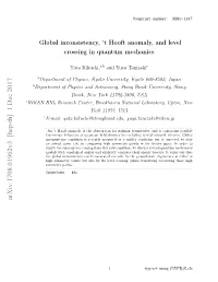 Global Inconsistency,'T Hooft Anomaly, and Level Crossing in Quantum