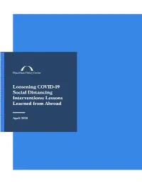 Loosening COVID-19 Social Distancing Interventions: Lessons Learned from Abroad