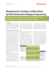 Metagenomics Analysis of Microbiota by Next Generation Shotgun Sequencing