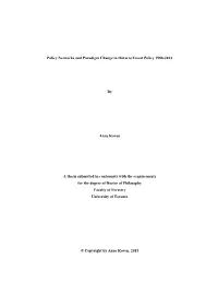 Policy Networks and Paradigm Change in Ontario Forest Policy 1988-2014