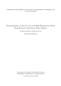 Thermodynamic Cycles for Low- and High-Temperature Waste Heat Recovery from Heavy-Duty Engines