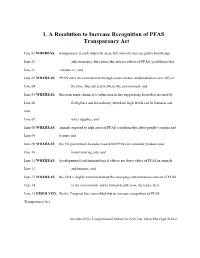 1. a Resolution to Increase Recognition of PFAS Transparency Act