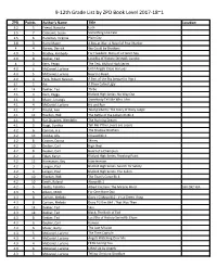 9-12Th Grade List by ZPD Book Level 2017-18~1