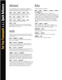 Fat-Free Framework 1.4.1 Quick Reference Akismet Auth Data