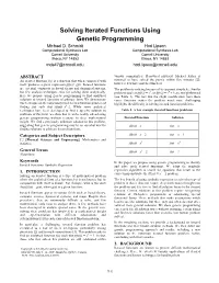 Solving Iterated Functions Using Genetic Programming Michael D