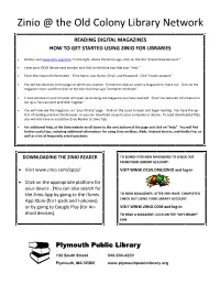Zinio @ the Old Colony Library Network