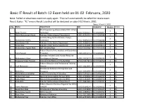 Basic IT Result of Batch 12