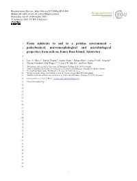 From Substrate to Soil in a Pristine Environment – 2 Pedochemical, Micromorphological and Microbiological 3 Properties from Soils on James Ross Island, Antarctica 4