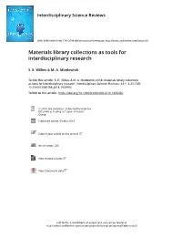 Materials Library Collections As Tools for Interdisciplinary Research