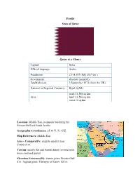 Profile State of Qatar Qatar at a Glance Location