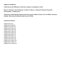 Supplemental Material Predicting Transfer RNA Gene Activity From