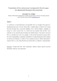 Visualization of Three-Dimensional Incompressible Flows by Quasi- Two-Dimensional Divergence-Free Projections