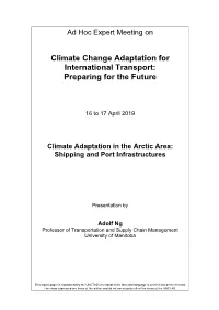 Climate Adaptation in the Arctic Area: Shipping and Port Infrastructures