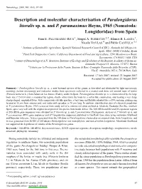 Description and Molecular Characterisation of Paralongidorus Litoralis Sp.N.Andp