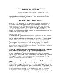 Guide for Objecting to a Minor Variance And/Or a Land Severance