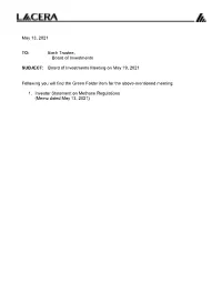 May 13, 2021 TO: Each Trustee, Board Of