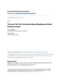 Performance-Based Regulation and Diesel Emissions Control