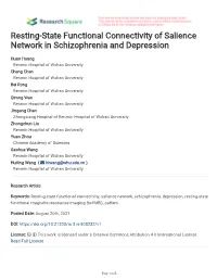 Resting-State Functional Connectivity of Salience Network in Schizophrenia and Depression