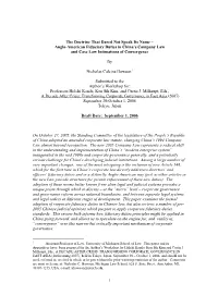1 the Doctrine That Dared Not Speak Its Name – Anglo-American Fiduciary Duties in China's Company Law and Case Law Intimat