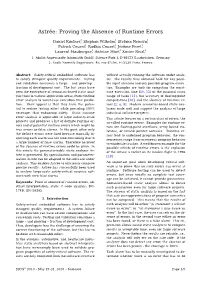 Astrée: Proving the Absence of Runtime Errors