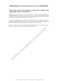 Baroreceptor Activity and Sensitivity: Normal Values in Children and Young Adults Using the Head up Tilt Test