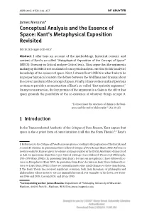 Conceptual Analysis and the Essence of Space: Kant's Metaphysical