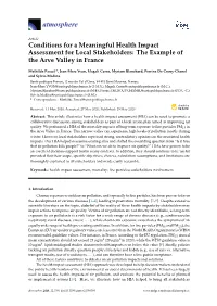Conditions for a Meaningful Health Impact Assessment for Local Stakeholders: the Example of the Arve Valley in France