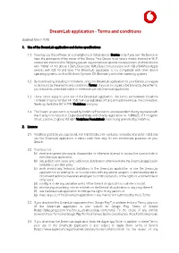 Dreamlab Application - Terms and Conditions